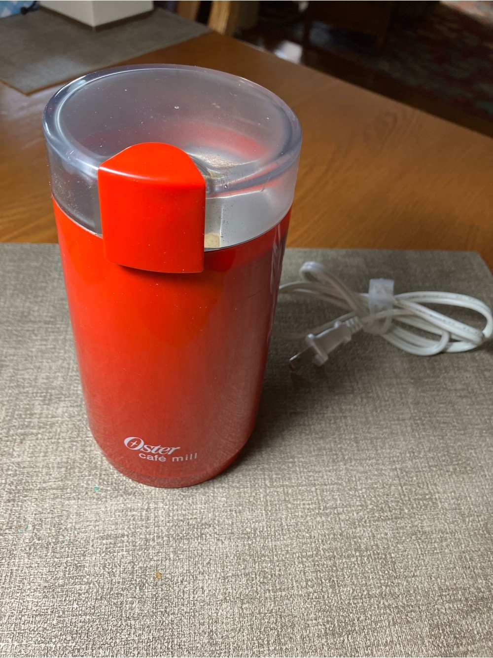Oster Red Electric Coffee Grinder with Clear Lid